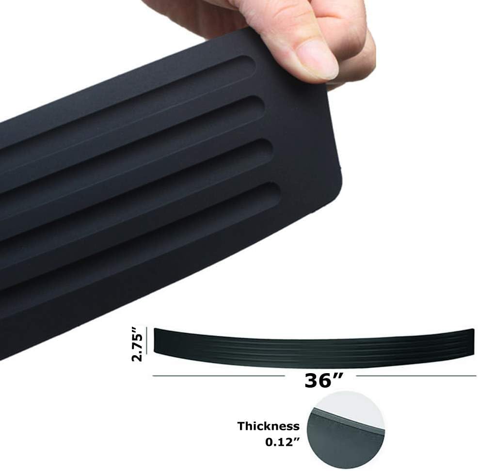 iJDMTOY Black Rubber Silicone Rear Trunk Edge Guard Scratch Protector Cover Mat w/Double-Sided Tape Compatible with Car Truck SUV, etc