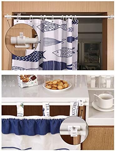 INCREWAY Curtain Rod Holder, 4pcs White Adhesive Drapery Hook Holders with Screws Stick Hook Curtain Wall Brackets for Hanging curtains, Clothes