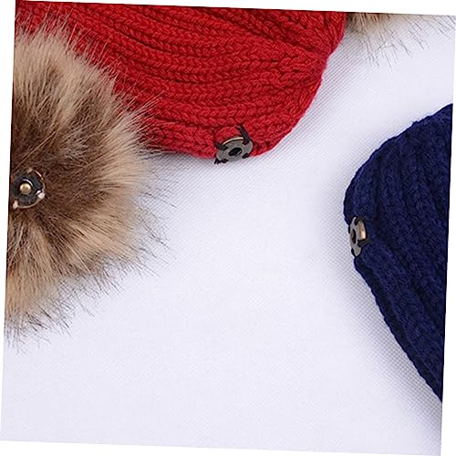 Warm Knitted Hat for Years Unisex Earflap Design with Fluffy Balls Cozy Headwear for Boys for Outdoor Activities Black2
