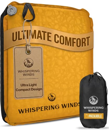 Whispering Winds Inflatable Seat Cushion - Comfortable Blow-up Foam Pad for Airplane, Travel, Stadium, Outdoors, Camping, Car & More