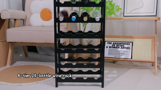 Cantinetta Porta Vino In Bamb&ugrave; Da Terra - 16 Bottiglie, Con Ripiano (46x23x55 Cm)