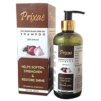 Red Onion Black Seed Oil Shampoo With Red Onion Seed Oil Extract, Black Seed Oil & Sweet Almond Oil With No harmful chemicals No Artificial Coloring - 300 ml - Brand Prixae