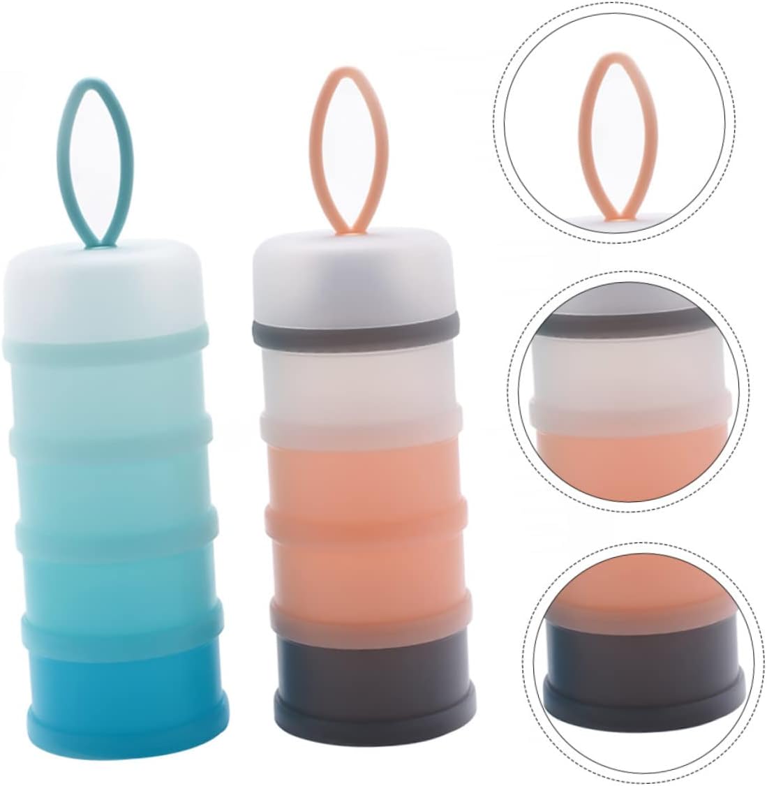 Kisangel Baby Formula Dispenser 2Pcs Portable Milk Powder Storage Box Stackable Travel Container with Detachable Compartments 7.5X3X3 Inches