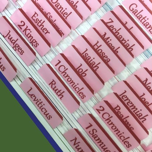 Bible Tabs, Large Print Laminated Bible Tabs for Women and Men - Easy to Read Bible Book Tabs for Study Bible, Index Tabs for Old and New Testament, Bible Labels Tabs for Christian Gift, Baby Pink