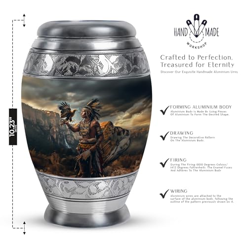 Image of Native American Urn for Ashes - Women's Adult Female Mother Cremation Urn - (10 inch Pack of 1), MON-URN-3862-URN