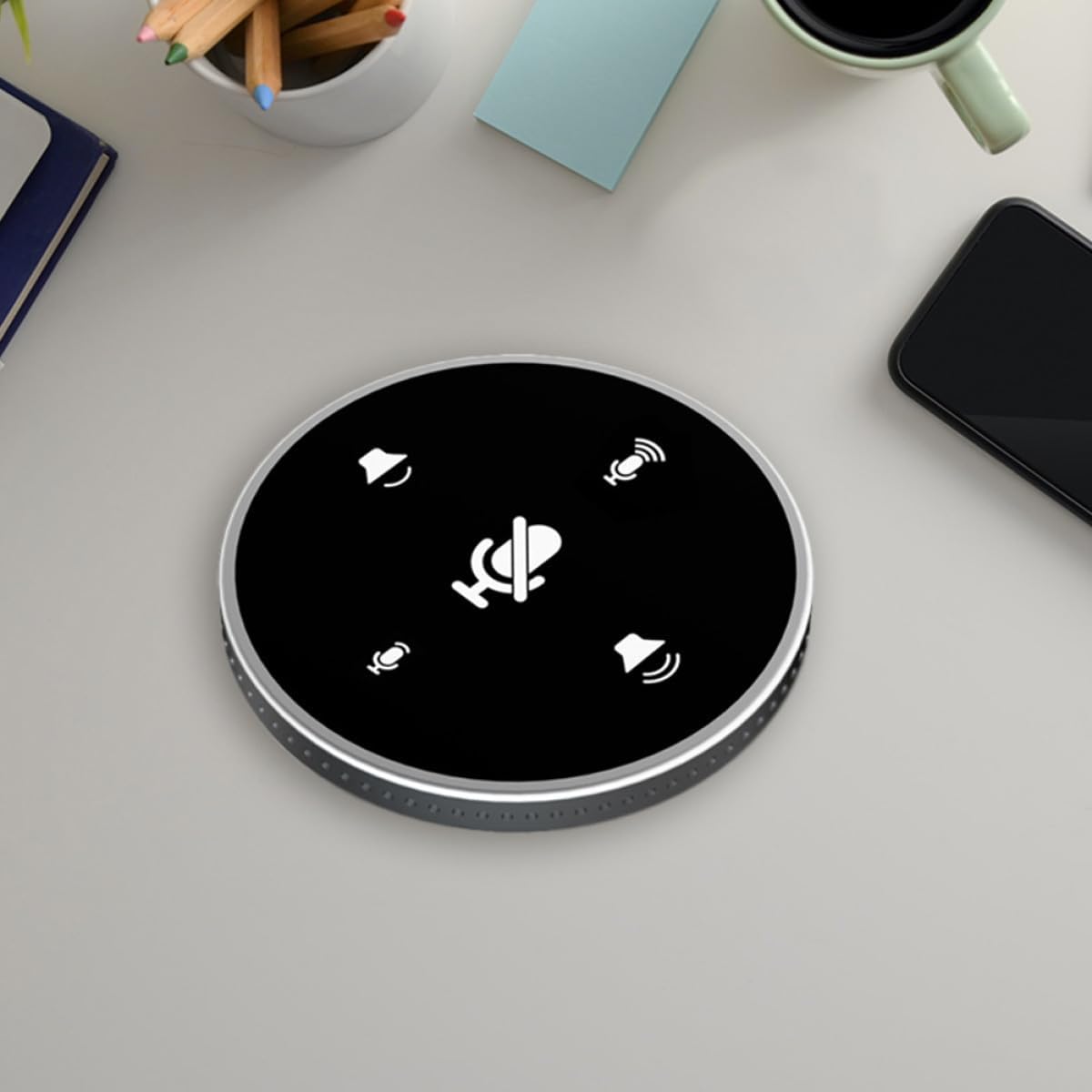 Mikinona Portable USB Conference Microphone for Computer with Intelligent Noise Reduction Compact Desktop Design Voice for Online Meetings Gaming Streaming and Podcasting