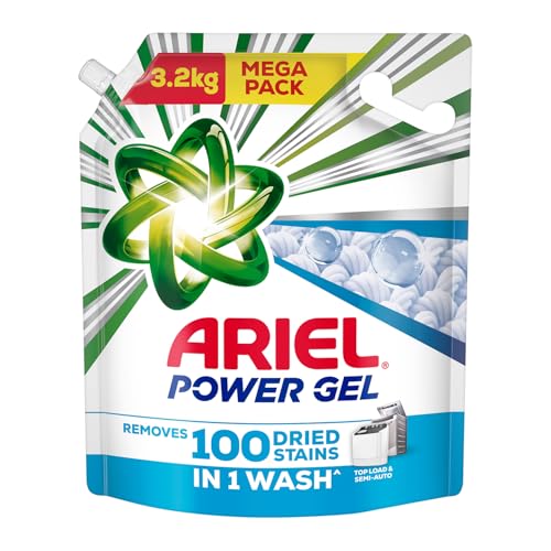 Ariel Power Gel Liquid Detergent for Top Load & Semi Auto – 3.2g | Removes 100 Dried Stains in 1 Wash | Faster Dissolving | Long-Lasting Fragrance | Color Protection | At the price of Powders