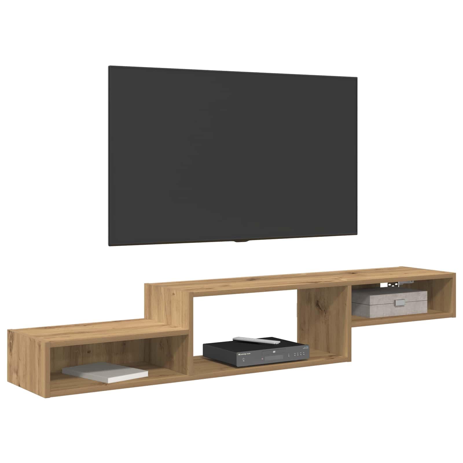 Wandmontierter TV-Schrank Artisan-Eiche Holzwerkstoff 150x28x26 cm mit Stauraum Wandhalterung platzsparend für Wohnzimmer Schlafzimmer modernes Design