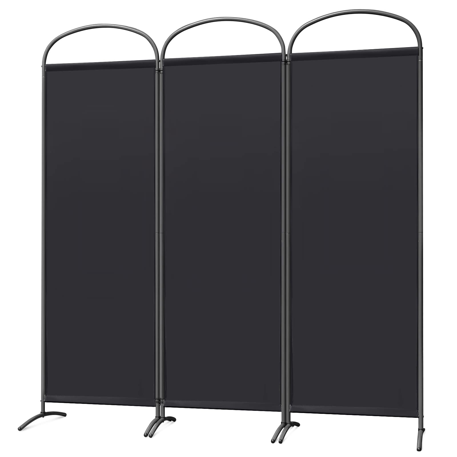 Angel Living Ruimteverdeler met 3 panelen, met plafond en gebogen basis, elegante decoratie, opvouwbaar, 168,5 x 185 cm (zwart