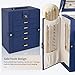 AKOZLIN Large Jewelry Box Organizer Functional with Big Mirror, Leather Jewelry Storage Case for Women Girls Ring Necklace Earring Bracelet Holder Organizer Blue