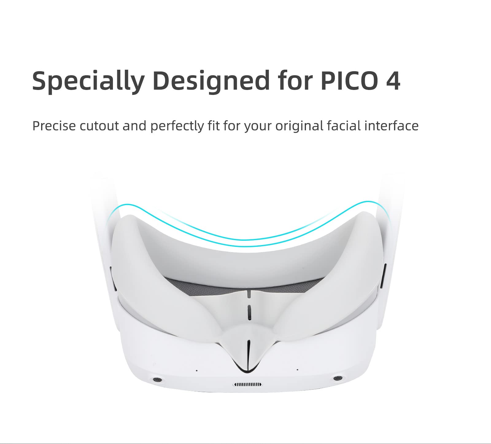 Cover Protector Facial para PICO 4 VR Casco de Realidad Virtual Accesorios Cojín de Silicona Resistente al Sudor Cubierta Luz Blanca