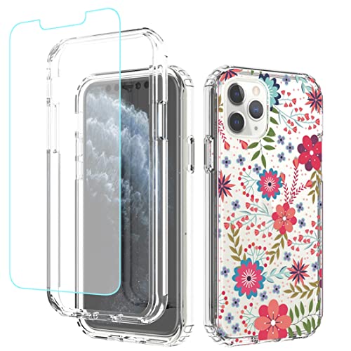Coque fleur iPhone 11 Pro transparente antichoc protège écran verre