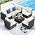 YITAHOME 7 Pieces Patio Furniture Set, Outdoor Sectional Sofa PE Rattan Wicker Conversation Set Outside Couch with Table and Cushions for Porch Lawn Garden Backyard(Beige+Black)