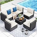 YITAHOME 7 Pieces Patio Furniture Set, Sectional Sofa PE Rattan Wicker Conversation Set Outside Couch with Table and Cushions for Porch Garden Backyard Balcony