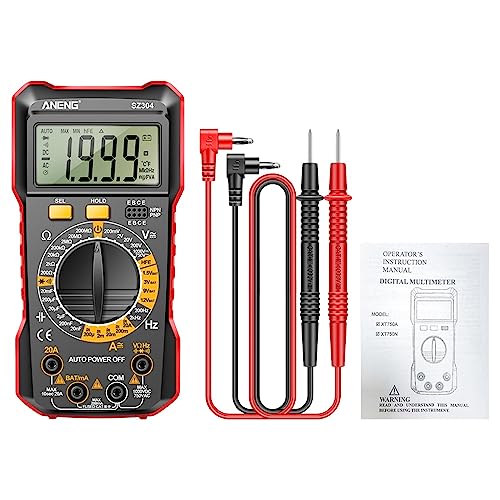 Folpus デジタルマルチメータ電気技師ツール真の実効値高精度 DC 電流周波数ダイオードワイド測定ポケット電圧計マルチテスター, 赤