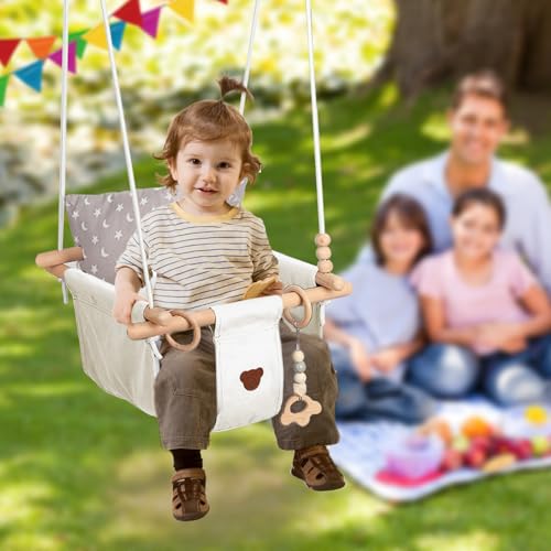 2 en 1 Baby Jumper con Columpio para Niño Pequeño, Saltador y Columpio para Niños Pequeños Interior y Exterior, Algodón (Blanco) miniatura 3