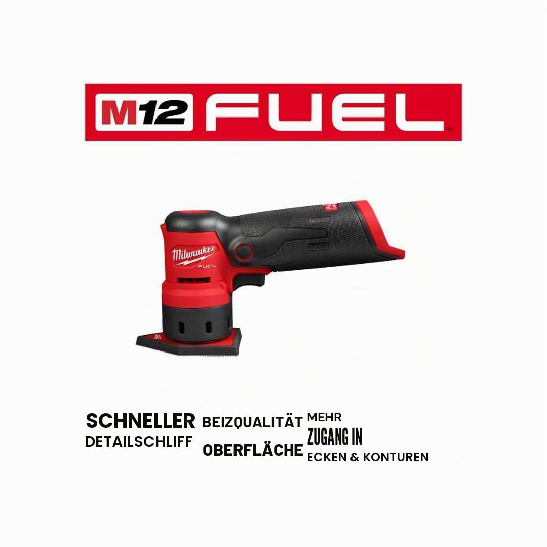 Milwaukee 2531-20 12V bürstenloser Akku-Exzenterschleifer (nur Werkzeug), Rot und Schwarz