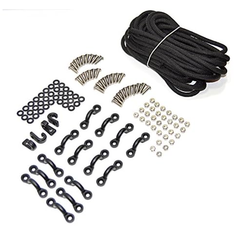 Marine Masters Expanded Deck Rigging Kit Accessory for Kayaks Canoes and Boats with Lock Nuts (Black Stainless Steel) Cover