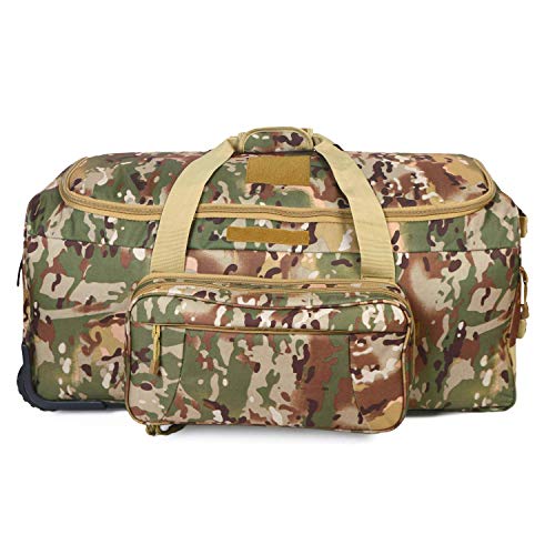 ARMYCAMO Rolling Loadout Luggage Bag with Wheels,Hockey Bag, Duffle Bag with Rollers,124L X-Large Heavy Duty Oversized Storage Bag,Tactical Wheeled Deployment Trolley Camping Bag