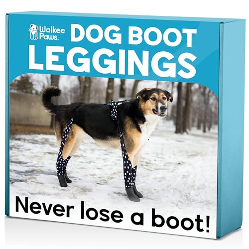 100% Waterproof Dog Boots Connected to Leggings so They Stay on. Easy-On Paw Protectors with an Adjustable fit. Snow & Rain Anti-Slip Traction Machine-Washable (Confetti S/M)