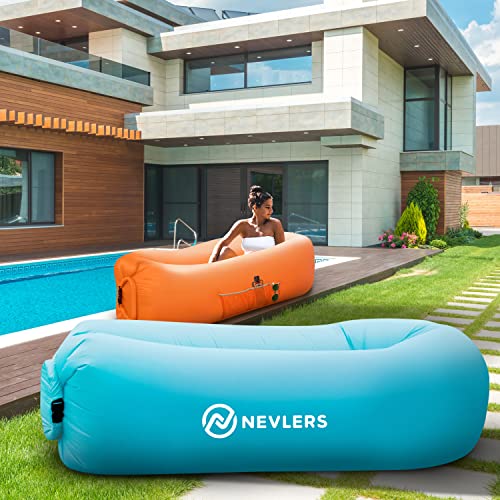 Nevlers Inflatable Lounger Air Sofa - Portable Inflatable Couch For Camping, Outdoor Movie Seating | Easy To Use Air Couch Inflatable | Inflatable Chair Camping Accessories - Orange Inflatable Sofa #TOP7