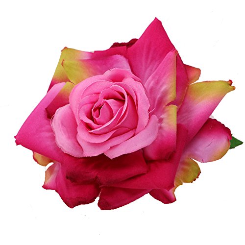 Love Sweety Women Party Big Rose Flower Hairpin Hair Clips Flower Brooch (Hot Pink)