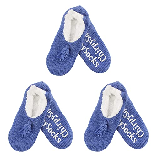 Image of BambooMN Adult Women Super Soft Warm Cozy Fancy Yarn Slippers Non-Slip Lined Socks, Indoor Comfy House Slippers, 3 Pairs