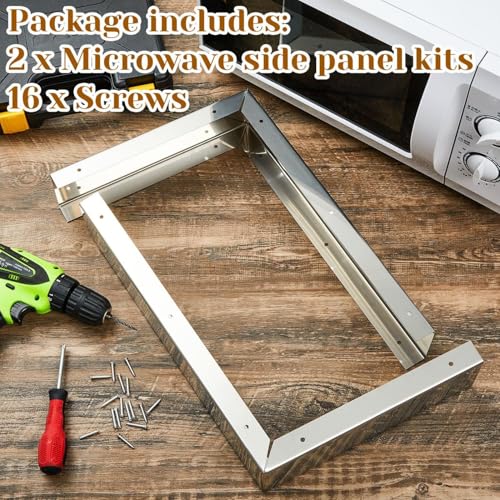 Image of 2 Pieces Stainless Steel Microwave Trim Kit 3'' Wide Built in Microwave Side Panel Filler Kit for Range Kitchen Countertop Oven with Screws 15.75 inch H x 11 inch D(Silver)