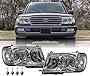 USR DEPO FJ100 Headlights - Headlamps Set (Left + Right) Compatible with 1998-2005 Toyota Land Cruiser FJ 100 (Euro Style with Clear Corner ONE Piece Design)