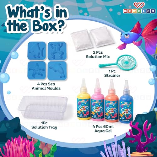 Image of Wembley Aqua Jelly DIY Kit for Kids | Squishy Making Kit for Boys and Girls | DIY Creative Art Craft Set | Ideal Birthday, Christmas, Easter Gift for 5-10 Years Old | Pack of 4 (60 ml)