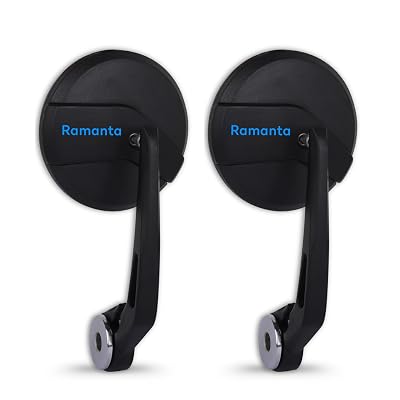 Ramanta Reborn Side Mirror | Handle Bar End Rear Mirror for Bike | Rear View Side Handle Bar End Mirror | Round Convex G