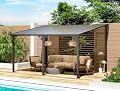 U-MAX 10' x 14' Outdoor Pergola Gazebo, Wall-Mounted Lean to Metal Awnings Gazebos on Clearance for Patio, Large Panel Roof Pergolas and Gazebo for Outdoor Use