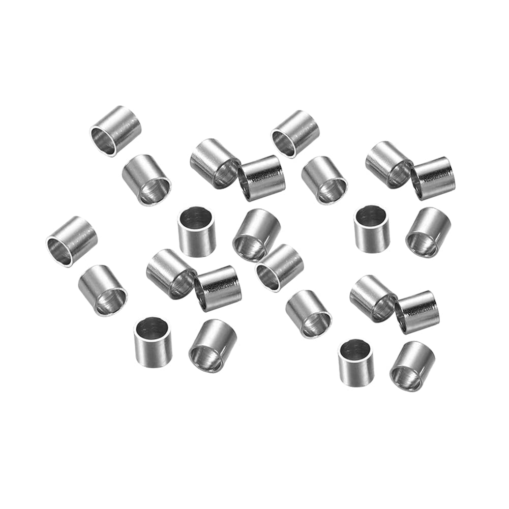 HugeDE 300 Pcs Tiny Stainless Steel Tube Spacer Beads for Jewelry Making