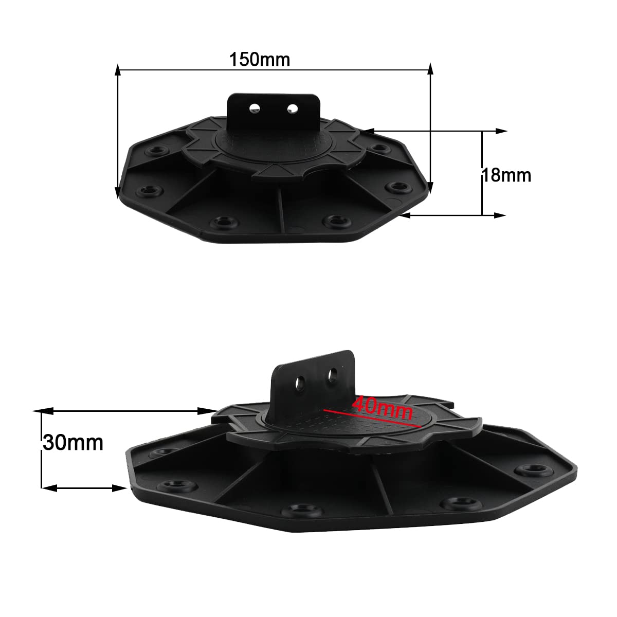 QWORK Stelzlager 10 Stück - Höhenverstellbar 18-30mm Für Terrassen | Traglast 1.662 Kg/m²