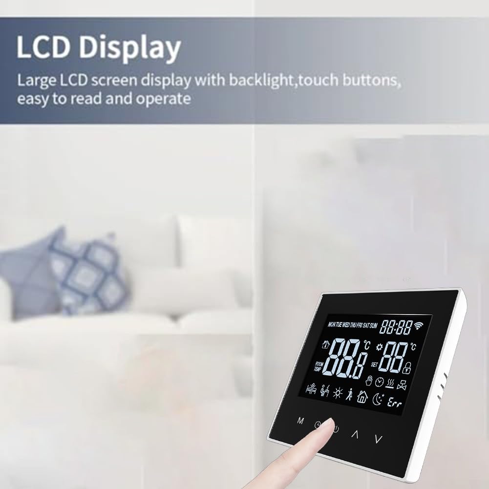 Termostato programmabile intelligente con controllo tramite app per sistema di riscaldamento dell'acqua, regolatore di temperatura digitale ad alta efficienza energetica con display LCD, programma
