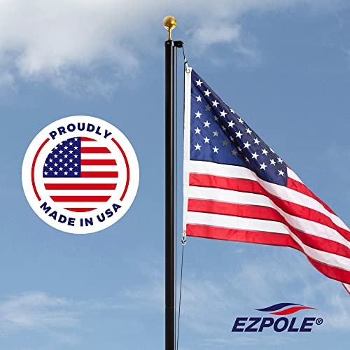 Ezpole Classic Sectional Flagpole, Dark Bronze - 21’ With 3’X5’ Sewn Nylon American Flag - Includes All Hardware Needed To Fly Two Flags - Easy To Set Up #TOP5