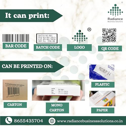 Image of Radiance 12.7mm Handheld TIJ Thermal Inkjet Printer ABS Body with Premium Solvent Ink Cartridge., Black