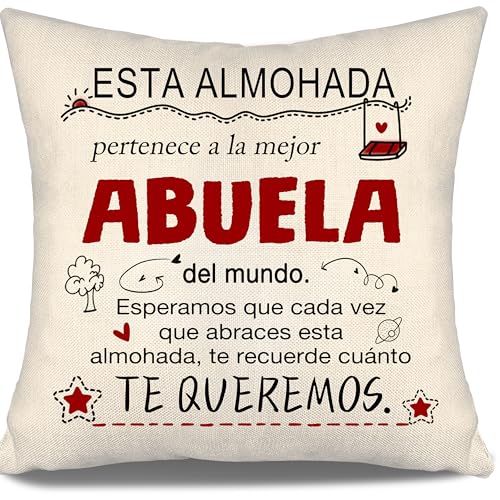 Aosumin Esperamos Que Cada Vez Que abraces Esta Almohada te recuerde cuánto te Queremos Fundas de cojín para Abuela de Nieta Nieto Cumpleaños Día de la Abuela Día de la Madre (Abuela b)