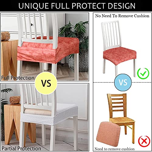 Image of Universal Size Dining Chair Seat Cover Set of 4 Seater pcs are Easily Washable Strechable and Comfortable for Dining Room Home Decor Slip Cover (Light Red Texture)