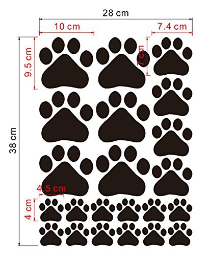 Bibitime 22 Walking Dog Paw Wall Sticker Prints Wall Decal Home Art Decor Bear Dogs Footprints Dish Room Sticker For Nursery Bedroom Kids Room #TOP1