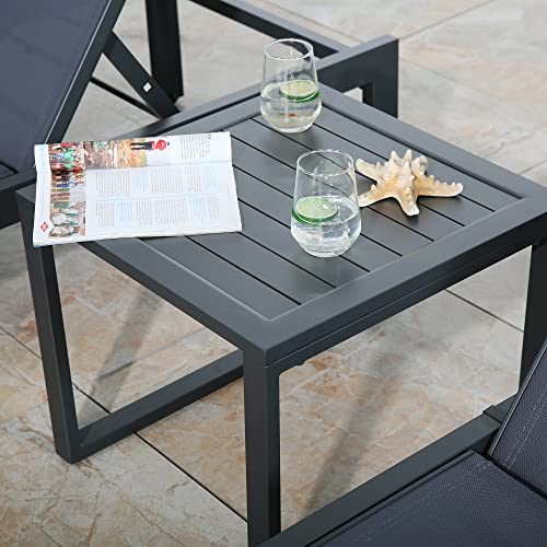 Ulax Furniture Aluminum Patio Side Table Square Outdoor End Table Outside Coffee Bistro Table (Dark Grey) #TOP18