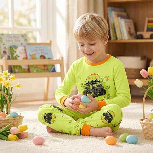 Image of DAUGHTER QUEEN Boys Pajamas 4 Pieces Long Set 100% Cotton Sleepwear Size 18 Months-12 Years