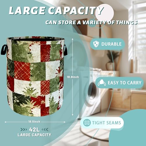 Image of Christmas Laundry Basket Oxford Cloth Hamper 18.9x16.5 Inch