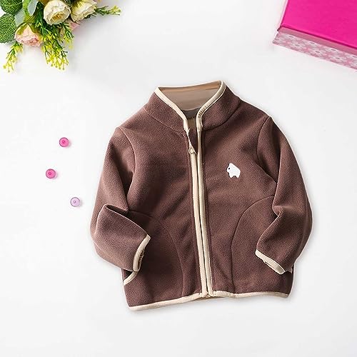 Toddler Warm Coat Autumn Winter Girl Boy Long Sleeve Simple Solid Color Children's Dress Stand Collar (Brown, 5-6 Years)2