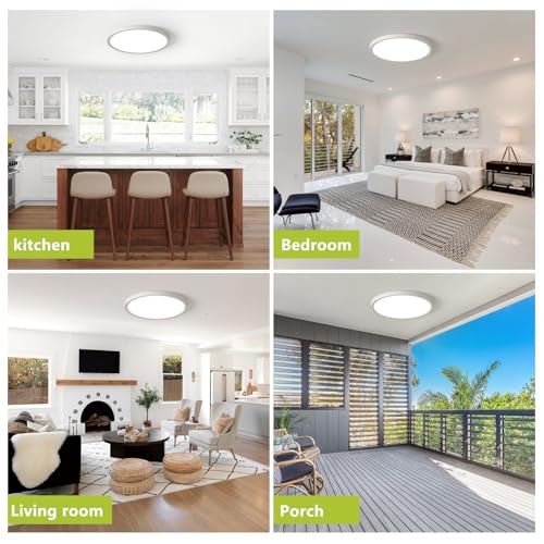 Image of 23.7 Inch Large LED Flush Mount Ceiling Light Fixtures- Dimmable & 3 CCT Modes(3000 /4000 /6000K), 50W 5000LM, Ultra-Thin Low Profile Ceiling Light for Living Room, Kitchen, Office, White