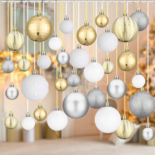 Relaxgiant 36 Pcs Christmas Balls Ornaments for Ceiling, Champagne Mix