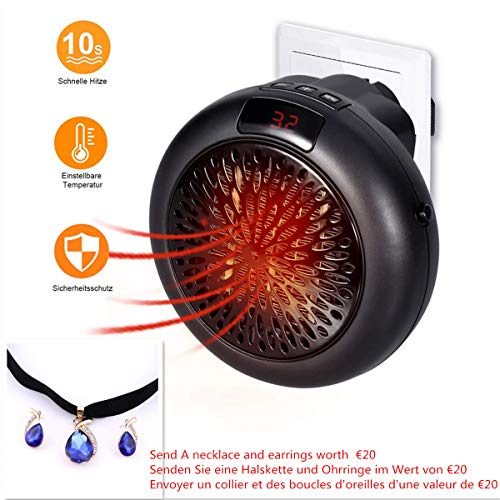 Preisvergleich Produktbild HeizlüfterInstant Heater-Heizlüfter Keramik-Heizung Mini Heizung elektrische Steckdosen Thermostat Elektrische mit Timer Heizlüfter, Einstellbarer Thermostatr & Drehbarer Steckeradapter