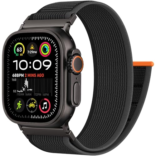 Trail Loop Nylon Sport Band Compatible with Apple Watch Ultra 3 2 Band for Men 49mm 46mm 45mm 44mm 42mm, Rugged Breathable Sport Adjustable Strap for iwatch bands Series 11/10/9/8/7/6/5/4, SE 3 2 1