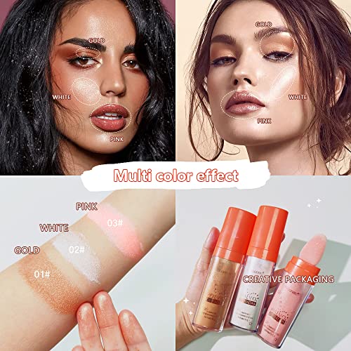 Ibcccndc Body Glitter Shimmer Highlighter Powder With Sponge Head, High Gloss Fairy Glitter Sparkle Powder Makeup For Hair Face Body Cosmetics , Magic Colour Shiner Polvo De Hadas (3 Colors) #TOP4