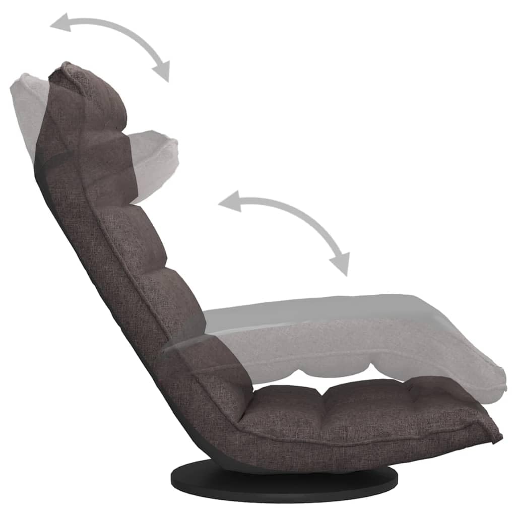 Bodenstuhl Drehbar Taupe Stoff gepolstert mit verstellbarer Rückenlehne und Armlehne, klappbar und platzsparend, ergonomischer Bodensessel für Gaming, Yoga, Meditation